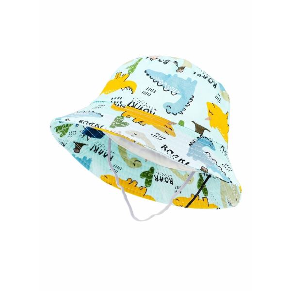 Baby Sun Hat Kids Cotton Summer Bucket Hat with Elastic Strap Foldable Wide Brim Beach Cap with Sun Protection for Boys Girls Aged 1-5 Years 