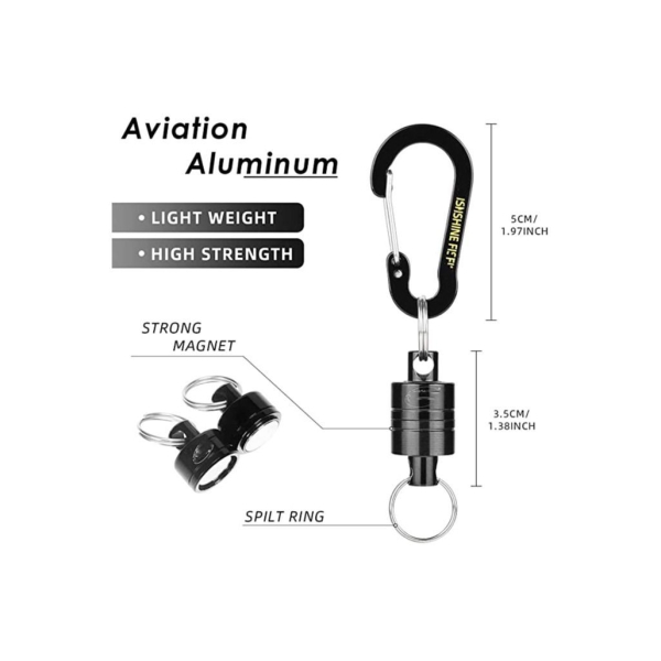 Magnetic Net Release Holder, Double Keychain Hook for Fly Fishing, with Lanyard Carabiner, Fishing Quick-release Magnetic Buckle Strong Magnetic Wire Telescopic Rope Multi-purpose Quick-Release 