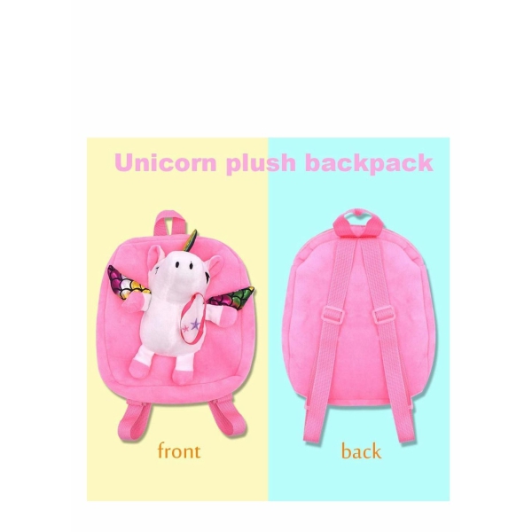 Unicorn School Backpack, Cute Fluffy Pink Unicorn Bag with Rainbow Effect School Bag, Rucksack, Any Custom Name for Kindergarten Nursery Kids Little Girls Toddler, Baby Toys, and Junior 