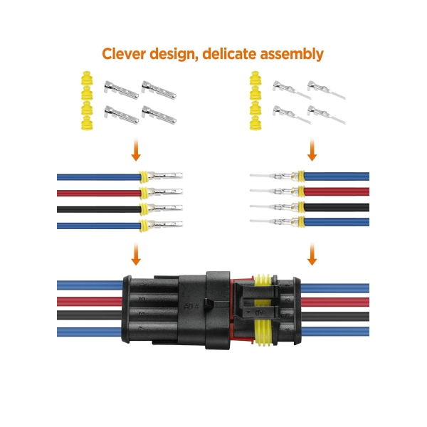 Waterproof Automotive Electrical Connector Terminal 352 Pieces Set Boxed Xenon Lamp Harness Connector Plug Kit for Electrical Connector 1 2 3 4 Pin Connector 
