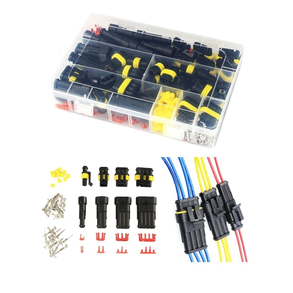 Waterproof Automotive Electrical Connector Terminal 352 Pieces Set Boxed Xenon Lamp Harness Connector Plug Kit for Electrical Connector 1 2 3 4 Pin Connector 