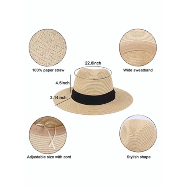 Straw Hat, SYOSI Beach Breathable Sun Hat, Womens Straw Hat, Sun Hat for Women, Beach Cap Summer Hats UV Protection (Beige) 