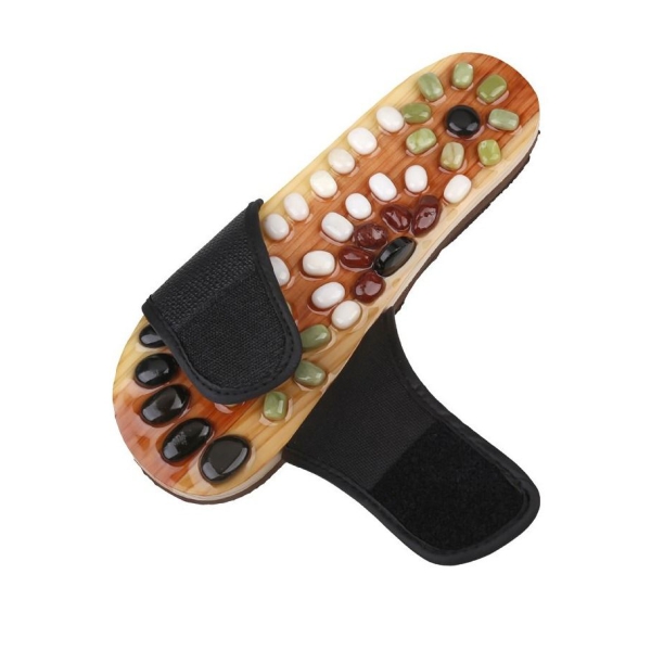 Romonacr Massage Slippers Foot Massager Shoes Shiatsu Relax Sandals Natural Cobblestone Stone (Color : Black, Size : 40) 