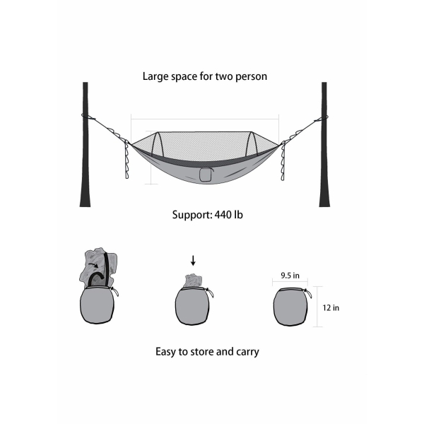 Camping Hammock, Portable Outdoor Hammock, Fully Automatic Quick Open With Mosquito Net, Suitable For Camping, Hiking, Travel, Beach, Backyard 