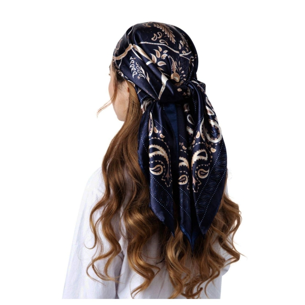 وشاح راس يشبه الحرير - 35 بوصه مربعه الشكل وشاح بملمس الحرير لتغليف شعر النساء ليلا. 