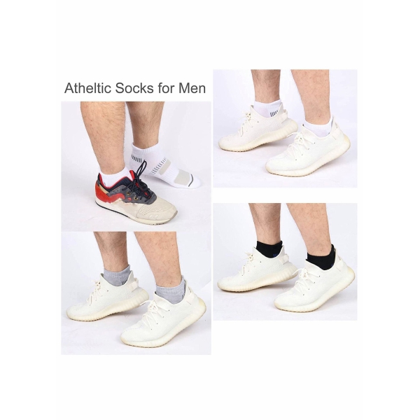 Mens Ankle Socks，Low Cut Athletic Tab Socks for Men Sport Comfort Cushion Athletic Cushioned Breathable Low Cut Tab (6 Pairs，White） 