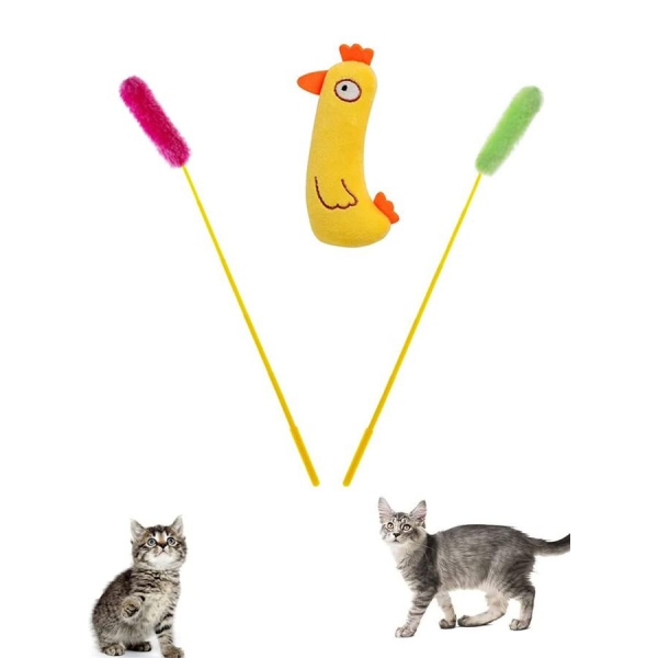 مجموعه العاب Catnip ، مجموعه من 3 قطع مع لعبه تشيكن كيتي والعاب قطط ، لعبه كاتنيب مرحه ومسليه ، لعبه قطط داخليه محفزه وتفاعليه 