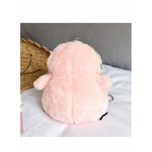 Women Cute Plush Crossbody Bag, Cute Chick Purse Crossbody Fluffy Fur Coin Wallet Chain Pouch, Chic Small Shoulder Purse Cell Phone Wallet for Girls (Pink) 