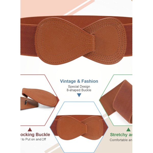 حزام نسائي قابل للتمدد للفساتين حزام خصر عريض مرن حزام مرن لتزيين فستان السيدات 