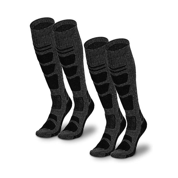 Ski Socks Mens and Women [2 Pack], Warm Merino Wool Ski Socks for Skiing Snowboarding, Non-Slip, Knee-high Wool Ski Socks 