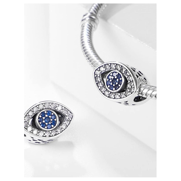 Crystal Blue Evil Eye Bead Charm Lucky Charms fits Pandora Charms Bracelets for Woman 925 Sterling Silver Dangle Pendant Bead, Girl Jewelry Beads Gifts for Women Bracelet Necklace 