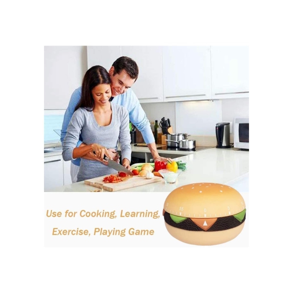 Kitchen Timer Creative Hamburger Timer Mini 55 Minute Mechanical Manual Timer for Time Management Kitchen Chef Cooking Learning Exercise Playing Game Timer Time Management Tool 2.9 x 1.7 Inch