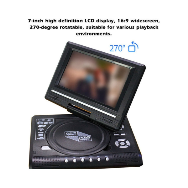 شاشه LCD عريضه مقاس 7.8 بوصه 169 قابله للدوران بزاويه 270 درجه للمنزل والسياره والتلفزيون وDVD ومشغل عرض VCD MP3 محمول V8226UK_P متعدد الالوان