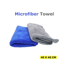 Soft Car Window Care Microfiber Wax Polishing Detailing Towel Car Cleaning Wash Trace less Cloth Kitchen Cleaner 40 x 40 CM Blue and Grey