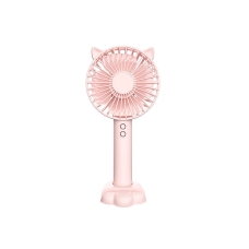 Portable Mini Rechargeable Handheld Fan 3-gear Adjustable Wind Low Noise Built-in Soft Atmosphere Lamp Long Endurance Time Pink