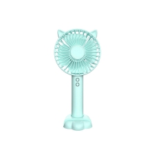 Portable Mini Rechargeable Handheld Fan 3-gear Adjustable Wind Low Noise Built-in Soft Atmosphere Lamp Long Endurance Time Blue