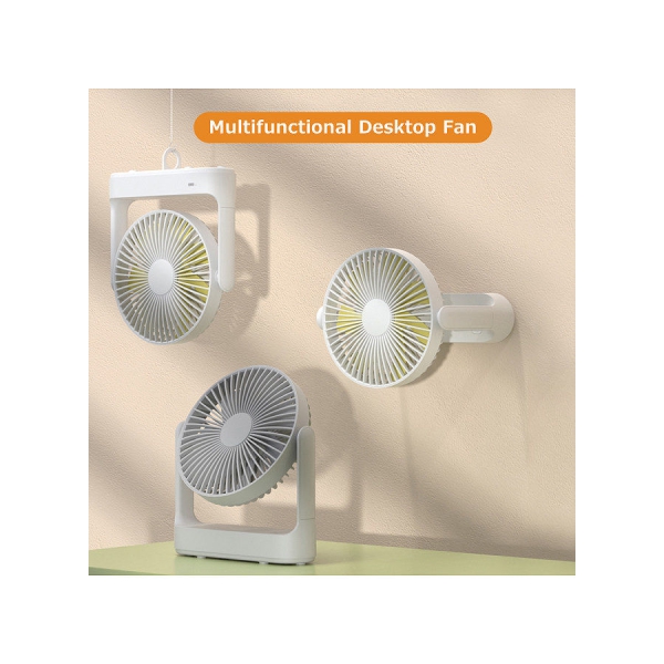 Multifunctional Rechargeable Desktop Fan Low Noise 4-gear Adjustable Wind Detachable Fan Blade Built-in 4000mAh Battery Grey