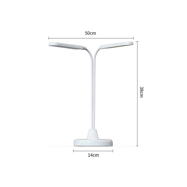 DC 5V 8W Double Heads Design Table Light Desk Lamp for Reading Bedroom Living Room CafePlug-in three-tone light - without wireless charging English packaging