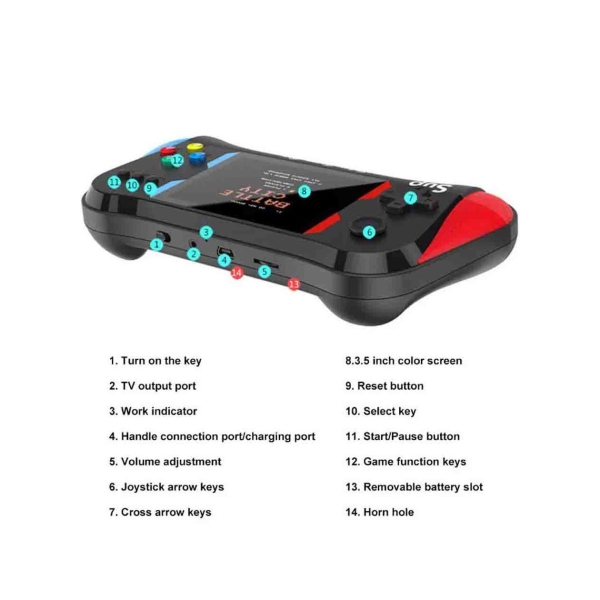 x7 Handheld Game Console 3.5 Inch HD Screen 500 in 1 Built-in Games Suitable for two people with handle