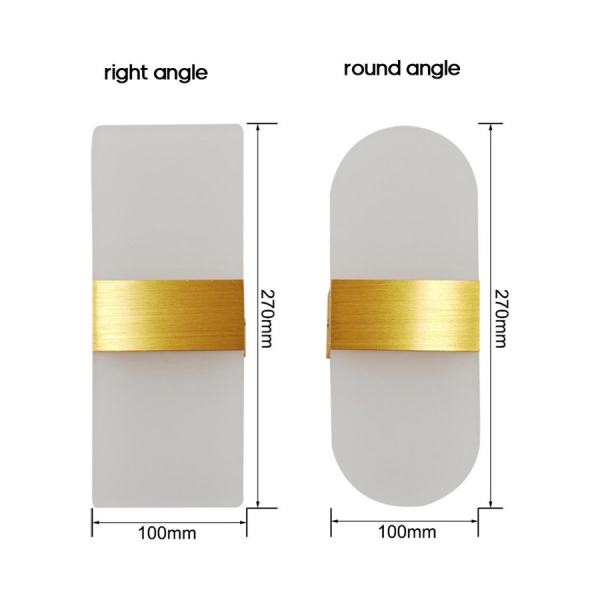 مصباح LED جداري من الاكريليك بتصميم مفتاح بلون ابيض ذهبي، بزاويه يمنى النحاس الذهبي - نحى 28×5×11سم
