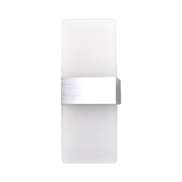 مصباح LED للحائط بمفتاح اكريليك فضي، ابيض، بزاويه عموديه فضي 28×5×11سم