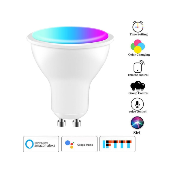 مصباح LED ذكي متغير اللون يعمل بالواي فاي ابيض 10x10.00x10.00سم