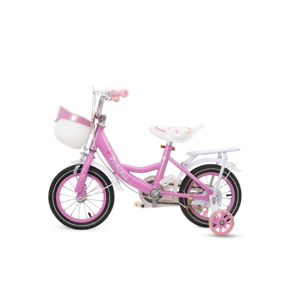 Kids Cycle with Hand Brake Tools Carrier Seat and Basket Girls Pink 12 inch