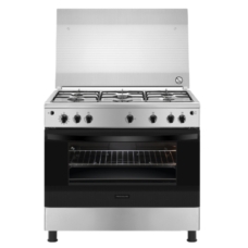 Frigidaire Freestanding Gas Stove And Oven Steel Surface With Grill 90 X 60 Cm 5 Upper Burners Multi-Function Full Safety Manual Control Self-Ignition Steel